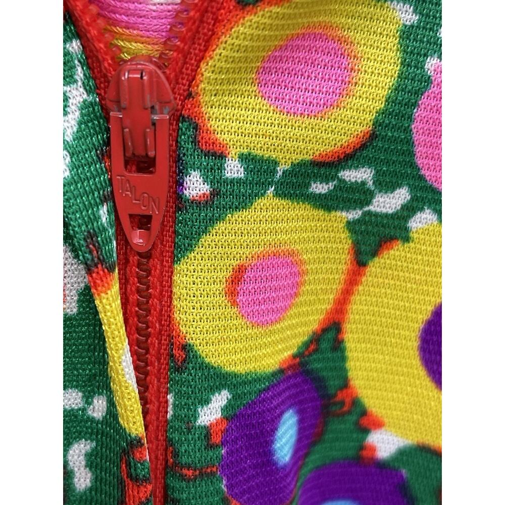 Vintage Flower Power Mini Dress Retro Floral Psychedelic Handmade 60s Size Small - Picture 13 of 14